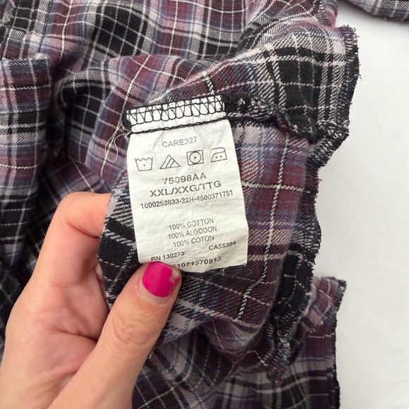 Wrangler Mens Purple and Black Plaid Flannel - Pearl Button Detail - Size XXL - Picture 9 of 9